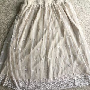 Mesh Embroidered Midi Skirt